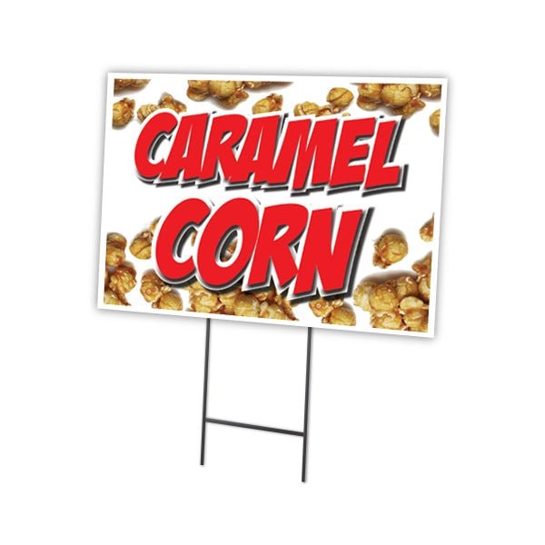 Caramel Corn Yard Sign & Stake outdoor plastic coroplast window, C-1824-DS-Caramel Corn